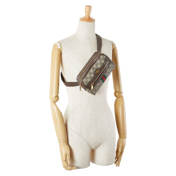 グッチ GGスプリーム オフディア ウエストバッグ ボディバッグ 85/34 517076 ブラウン ベージュ PVC レザー レディース GUCCI 【中古】