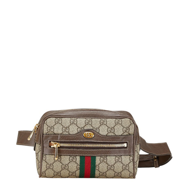 グッチ GGスプリーム オフディア ウエストバッグ ボディバッグ 85/34 517076 ブラウン ベージュ PVC レザー レディース GUCCI 【中古】