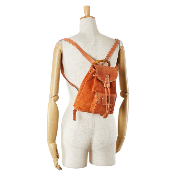 グッチ バンブー リュック バックパック 003 2058 0030 オレンジ スウェード レザー レディース GUCCI 【中古】