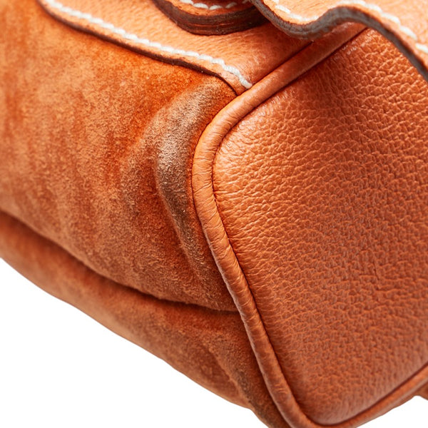 グッチ バンブー リュック バックパック 003 2058 0030 オレンジ スウェード レザー レディース GUCCI 【中古】