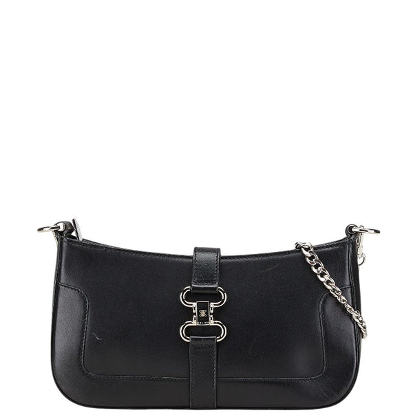セリーヌ チェーン 斜め掛け ミニショルダーバッグ ブラック レザー レディース CELINE 【中古】
