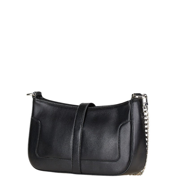 セリーヌ チェーン 斜め掛け ミニショルダーバッグ ブラック レザー レディース CELINE 【中古】