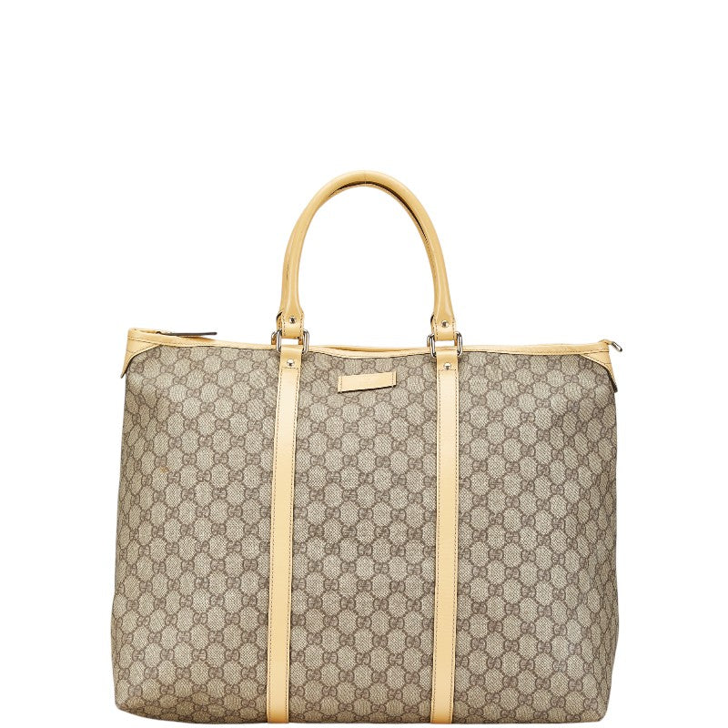 グッチ GGスプリーム トートバッグ ハンドバッグ 201482 ベージュ イエロー PVC レザー レディース GUCCI 【中古】