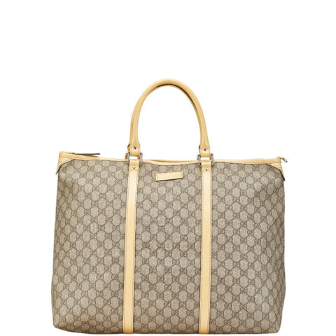 グッチ GGスプリーム トートバッグ ハンドバッグ 201482 ベージュ イエロー PVC レザー レディース GUCCI 【中古】