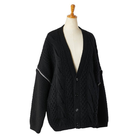 グッチ 22SS Cable Knit Cardigan with Detachable Sleeves デタッチャブル スリーブス ケーブルニットカーディガン サイズ：L 681624 ブラック ウール メンズ GUCCI 【中古】