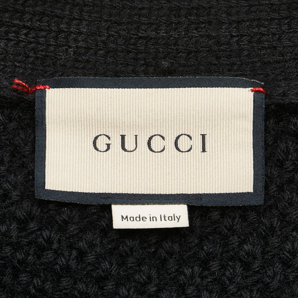 グッチ 22SS Cable Knit Cardigan with Detachable Sleeves デタッチャブル スリーブス ケーブルニットカーディガン サイズ：L 681624 ブラック ウール メンズ GUCCI 【中古】