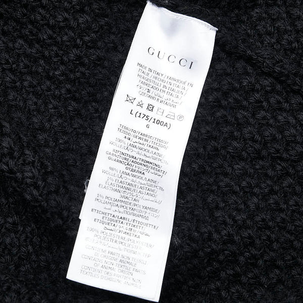 グッチ 22SS Cable Knit Cardigan with Detachable Sleeves デタッチャブル スリーブス ケーブルニットカーディガン サイズ：L 681624 ブラック ウール メンズ GUCCI 【中古】
