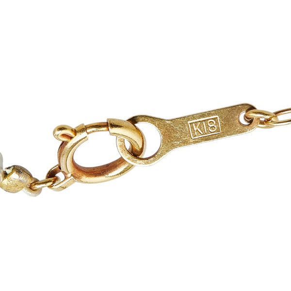 リボン モチーフ ネックレス シルバー ゴールド パール K18 ゴールド レディース 【中古】