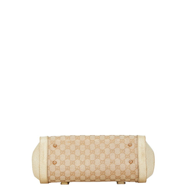 グッチ GGキャンバス バンブー ショルダーバッグ ハンドバッグ 111713 ベージュ ブラウン キャンバス レザー レディース GUCCI 【中古】