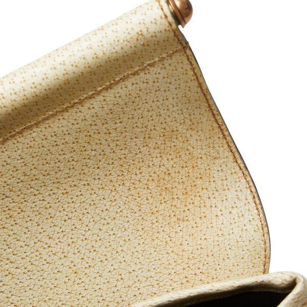 グッチ GGキャンバス バンブー ショルダーバッグ ハンドバッグ 111713 ベージュ ブラウン キャンバス レザー レディース GUCCI 【中古】