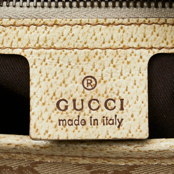 グッチ GGキャンバス バンブー ショルダーバッグ ハンドバッグ 111713 ベージュ ブラウン キャンバス レザー レディース GUCCI 【中古】