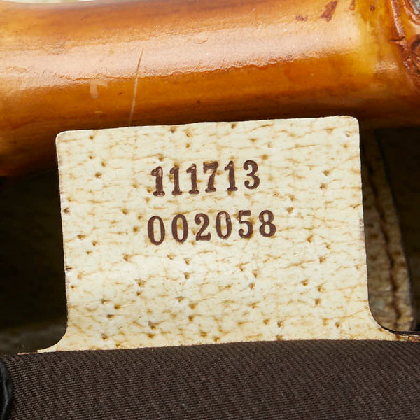 グッチ GGキャンバス バンブー ショルダーバッグ ハンドバッグ 111713 ベージュ ブラウン キャンバス レザー レディース GUCCI 【中古】