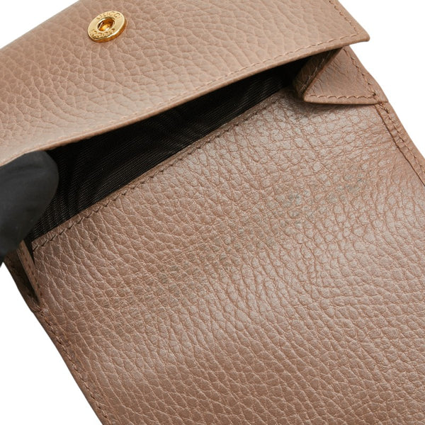 グッチ プチマーモント ダブルG コンパクトウォレット 474746 ベージュ レザー レディース GUCCI 【中古】