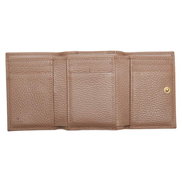 グッチ プチマーモント ダブルG コンパクトウォレット 474746 ベージュ レザー レディース GUCCI 【中古】