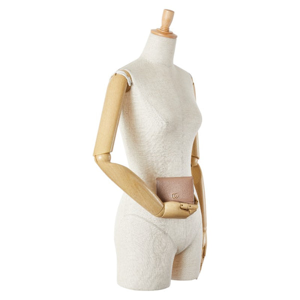 グッチ プチマーモント ダブルG コンパクトウォレット 474746 ベージュ レザー レディース GUCCI 【中古】