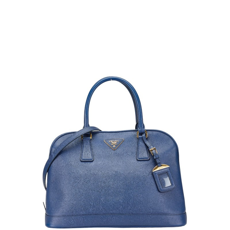 プラダ 三角ロゴプレート ショルダーバッグ ハンドバッグ 2WAY BN2567 ブルー サフィアーノレザー レディース PRADA 【中古】