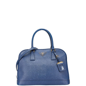 プラダ 三角ロゴプレート ショルダーバッグ ハンドバッグ 2WAY BN2567 ブルー サフィアーノレザー レディース PRADA 【中古】