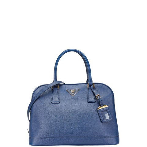 プラダ 三角ロゴプレート ショルダーバッグ ハンドバッグ 2WAY BN2567 ブルー サフィアーノレザー レディース PRADA 【中古】