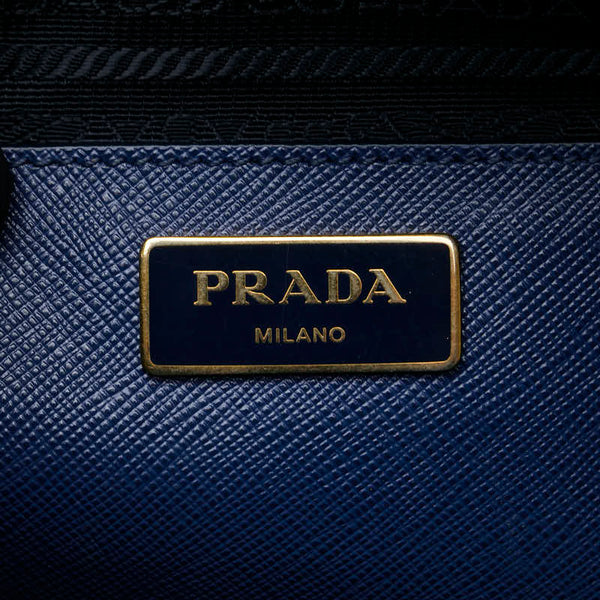 プラダ 三角ロゴプレート ショルダーバッグ ハンドバッグ 2WAY BN2567 ブルー サフィアーノレザー レディース PRADA 【中古】