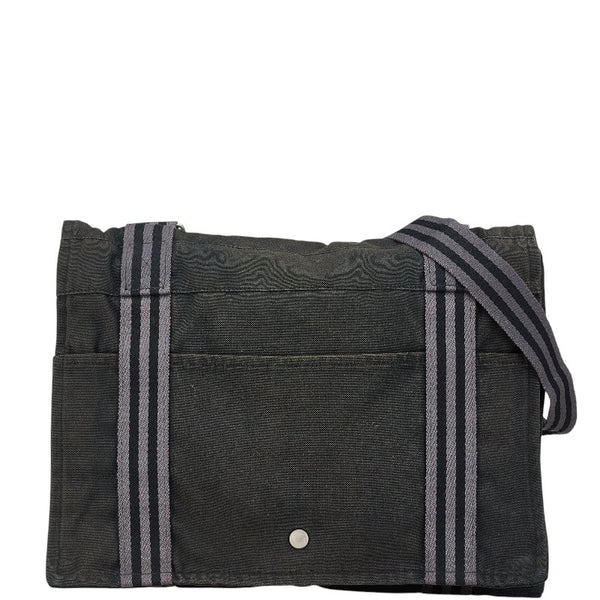 エルメス フールトゥ バサスMM 斜め掛け ショルダーバッグ メッセンジャーバッグ ブラック キャンバス レディース HERMES 【中古】