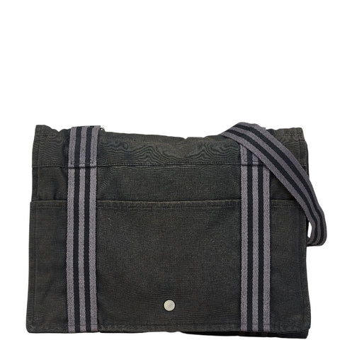 エルメス フールトゥ バサスMM 斜め掛け ショルダーバッグ メッセンジャーバッグ ブラック キャンバス レディース HERMES 【中古】