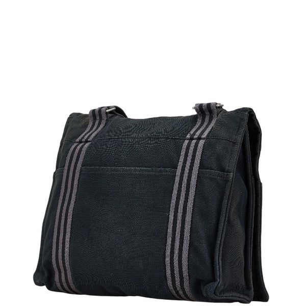 エルメス フールトゥ バサスMM 斜め掛け ショルダーバッグ メッセンジャーバッグ ブラック キャンバス レディース HERMES 【中古】