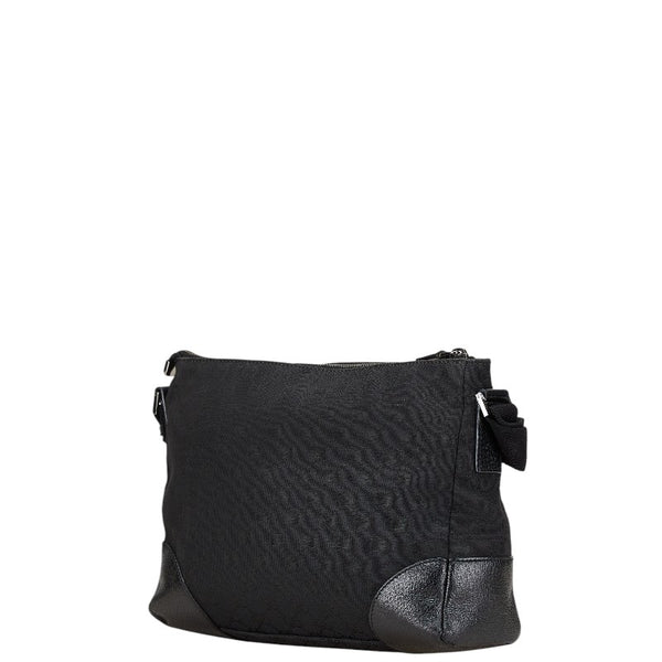 グッチ GGキャンバス 斜め掛け ショルダーバッグ 114273 ブラック キャンバス レザー レディース GUCCI 【中古】