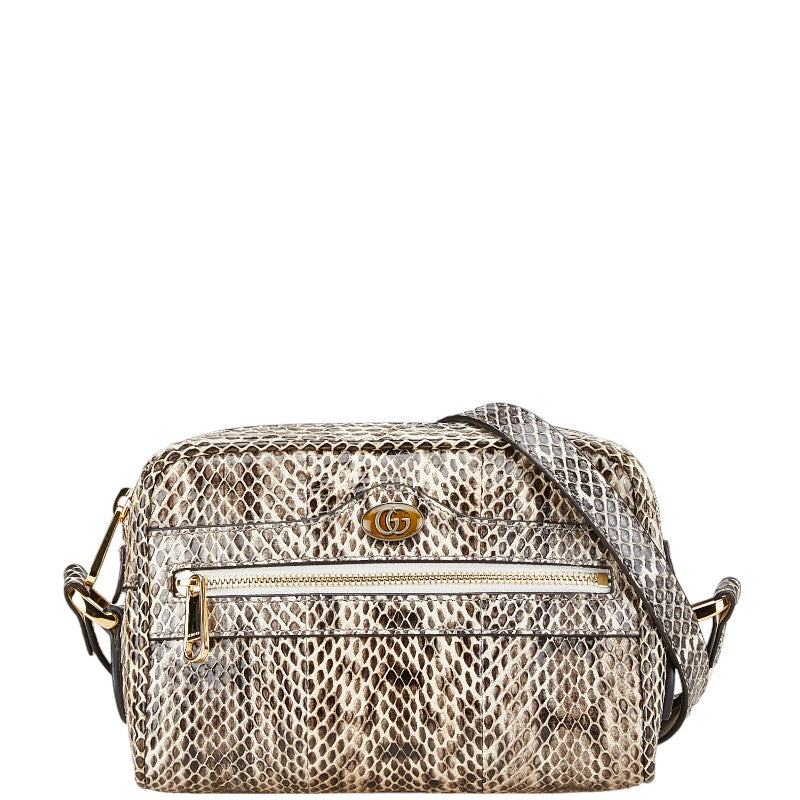 グッチ オフィディア 斜め掛け ショルダーバッグ 517350 ベージュ ブラック パイソン レザー レディース GUCCI 【中古】