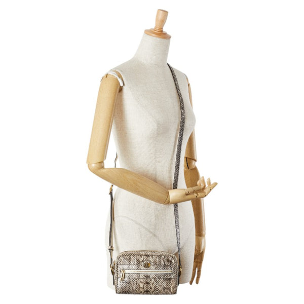 グッチ オフィディア 斜め掛け ショルダーバッグ 517350 ベージュ ブラック パイソン レザー レディース GUCCI 【中古】