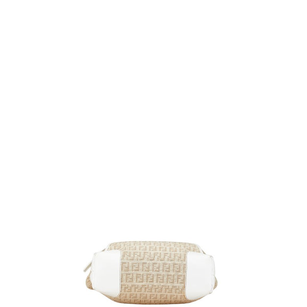 フェンディ ズッキーノ ハンドバッグ ベージュ ホワイト キャンバス レザー レディース FENDI 【中古】
