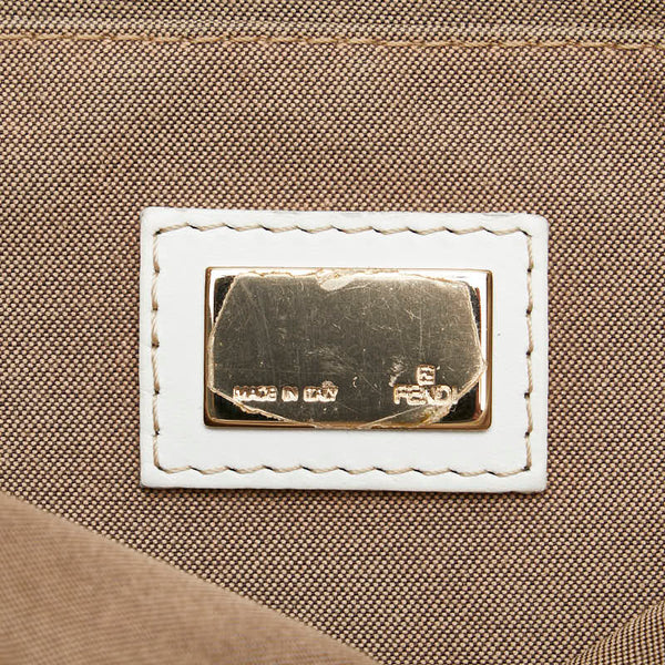 フェンディ ズッキーノ ハンドバッグ ベージュ ホワイト キャンバス レザー レディース FENDI 【中古】
