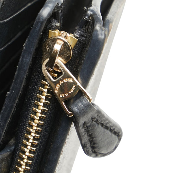 コーチ シグネチャー 二つ折り財布 C0082 ブラウン ブラック PVC レザー レディース COACH 【中古】