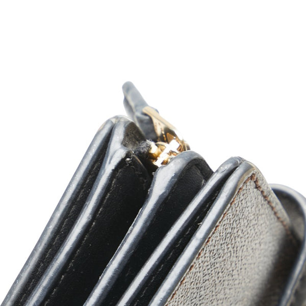 コーチ シグネチャー 二つ折り財布 C0082 ブラウン ブラック PVC レザー レディース COACH 【中古】