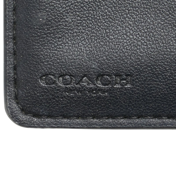コーチ シグネチャー 二つ折り財布 C0082 ブラウン ブラック PVC レザー レディース COACH 【中古】
