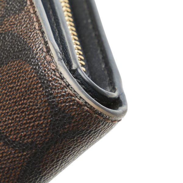 コーチ シグネチャー 二つ折り財布 C0082 ブラウン ブラック PVC レザー レディース COACH 【中古】