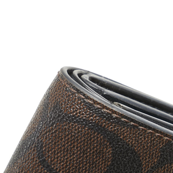 コーチ シグネチャー 二つ折り財布 C0082 ブラウン ブラック PVC レザー レディース COACH 【中古】