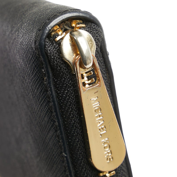 マイケルコース ラウンドファスナー 長財布 ブラック PVC レザー レディース Michael Kors 【中古】