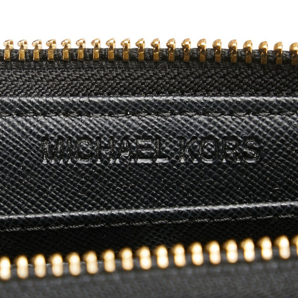 マイケルコース ラウンドファスナー 長財布 ブラック PVC レザー レディース Michael Kors 【中古】