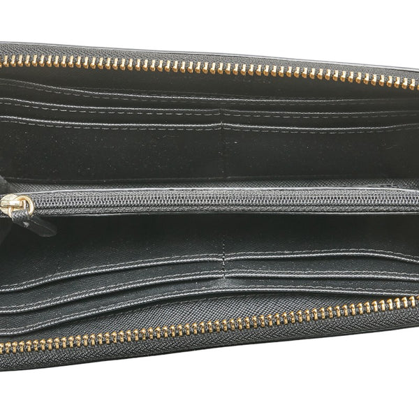 マイケルコース ラウンドファスナー 長財布 ブラック PVC レザー レディース Michael Kors 【中古】