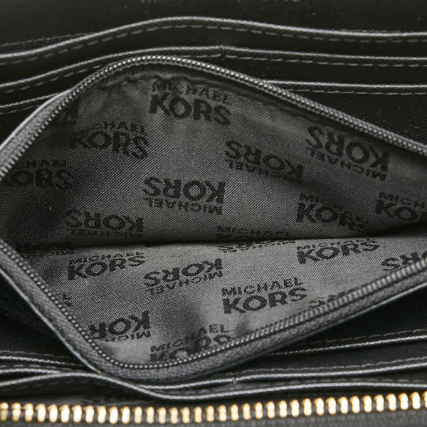 マイケルコース ラウンドファスナー 長財布 ブラック PVC レザー レディース Michael Kors 【中古】
