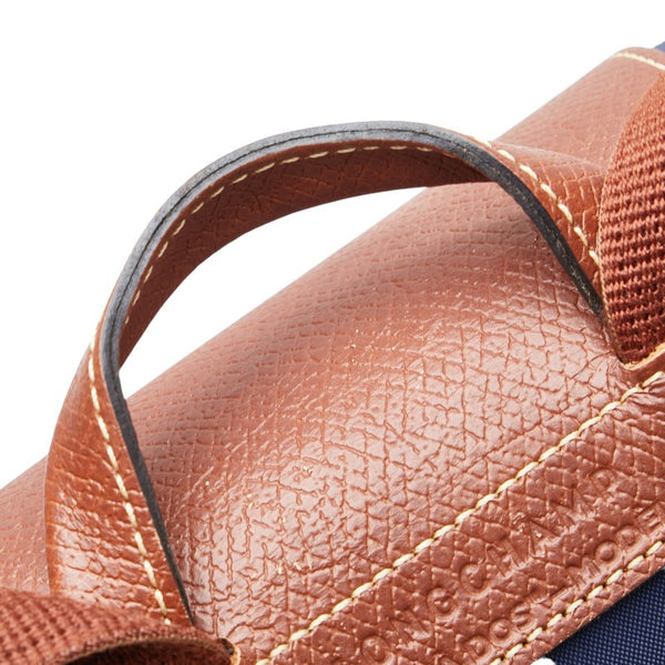 ロンシャン ル プリアージュ リュック バックパック ネイビー ブラウン ナイロン レザー レディース Longchamp 【中古】