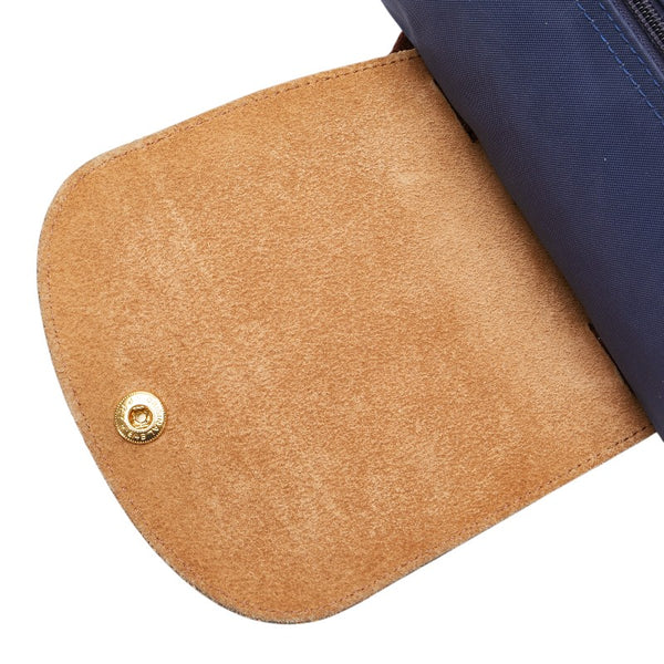 ロンシャン ル プリアージュ リュック バックパック ネイビー ブラウン ナイロン レザー レディース Longchamp 【中古】