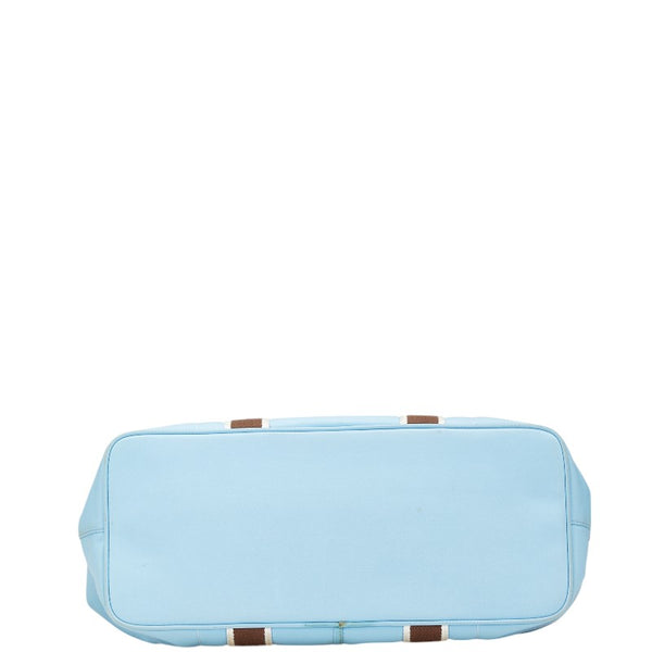 コーチ ハンプトンズ ウイークエンド トートバッグ ショルダーバッグ ライトブルー ブラウン ナイロン レザー レディース COACH 【中古】