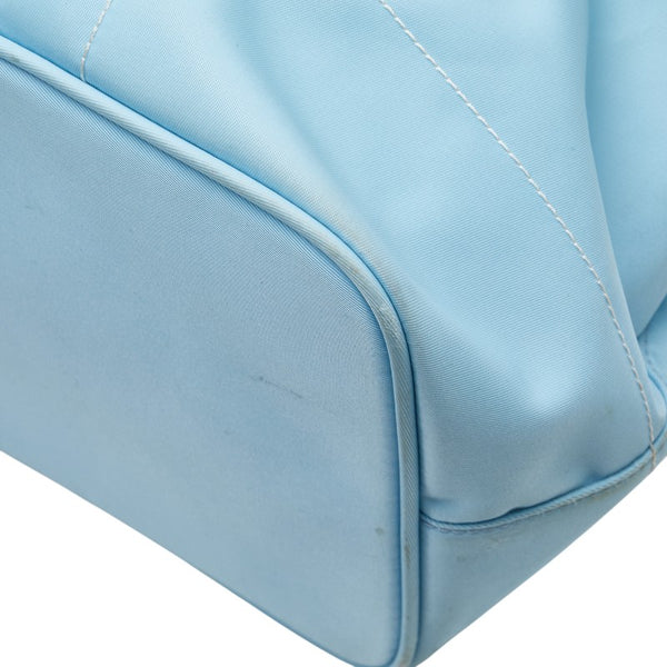 コーチ ハンプトンズ ウイークエンド トートバッグ ショルダーバッグ ライトブルー ブラウン ナイロン レザー レディース COACH 【中古】