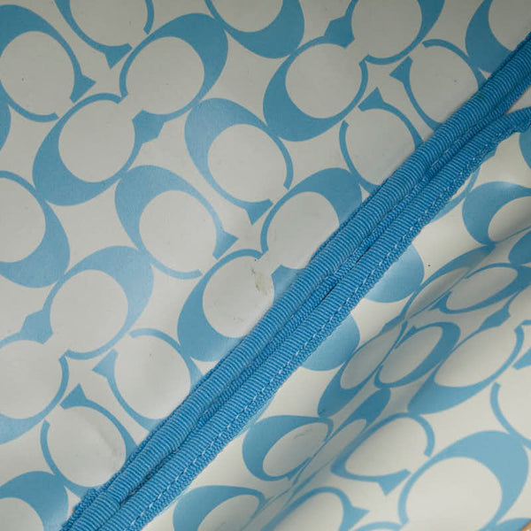 コーチ ハンプトンズ ウイークエンド トートバッグ ショルダーバッグ ライトブルー ブラウン ナイロン レザー レディース COACH 【中古】