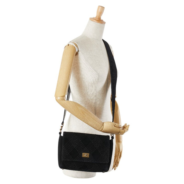 シャネル ココマーク ワイルドステッチ チェーン ショルダーバッグ ブラック スウェード レザー レディース CHANEL 【中古】