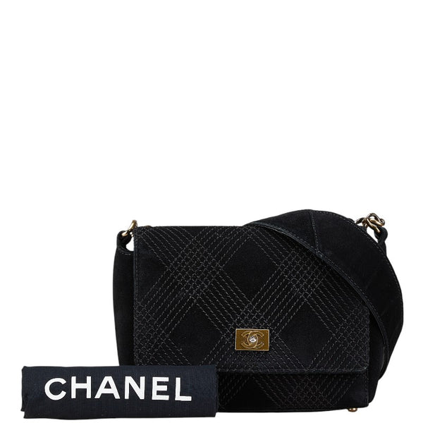シャネル ココマーク ワイルドステッチ チェーン ショルダーバッグ ブラック スウェード レザー レディース CHANEL 【中古】