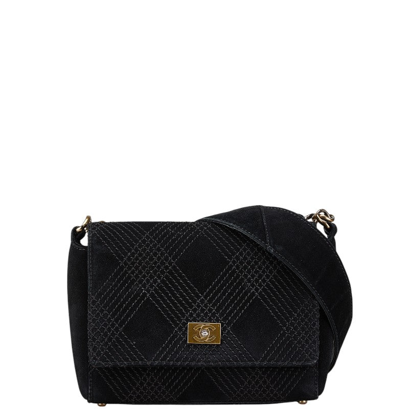シャネル ココマーク ワイルドステッチ チェーン ショルダーバッグ ブラック スウェード レザー レディース CHANEL 【中古】
