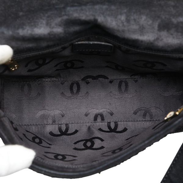 シャネル ココマーク ワイルドステッチ チェーン ショルダーバッグ ブラック スウェード レザー レディース CHANEL 【中古】