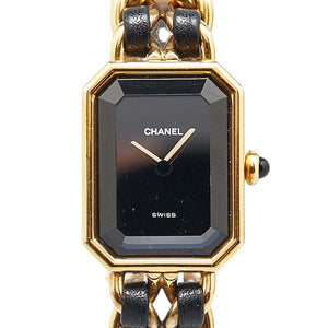 シャネル プルミエール 腕時計 サイズ：L H0001 クオーツ ブラック文字盤 メッキ レザー レディース CHANEL 【中古】